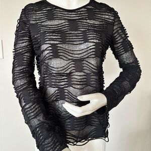 Pierre Balmain Black Textured Long Sleeve Top